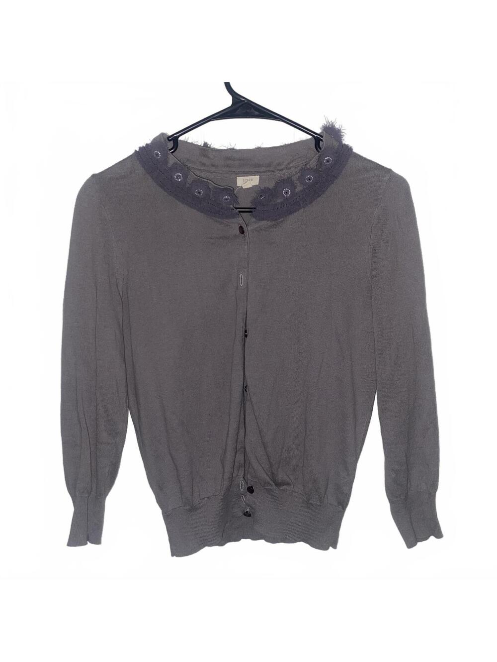 J.Crew Gray Button Cardigan Small Minimalist Preppy Soft Girl Cotton Sweater